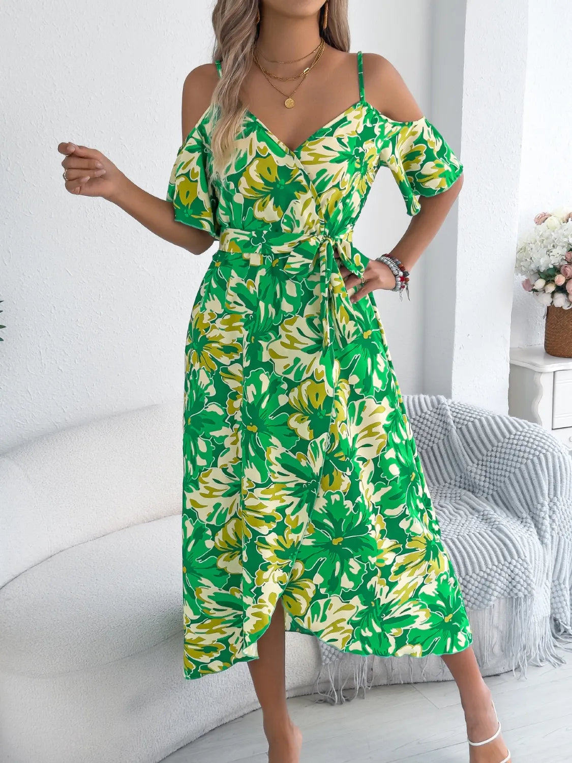 Printed Cold Shoulder Midi Cami Dress (15)