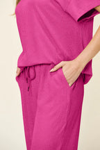 Round Neck Short Sleeve Wide Leg Pants (17)