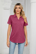 Curved Hem Johnny Collar Polo Shirt (4)