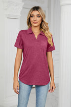 Curved Hem Johnny Collar Polo Shirt (4)