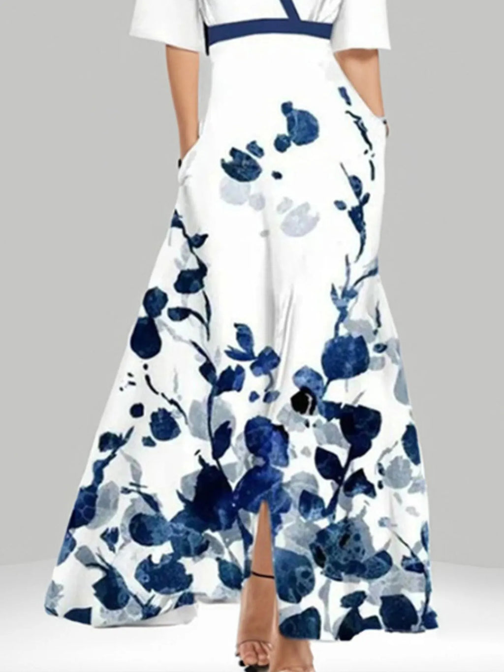 Floral Print Half Sleeve Wrap Maxi Dress (6)
