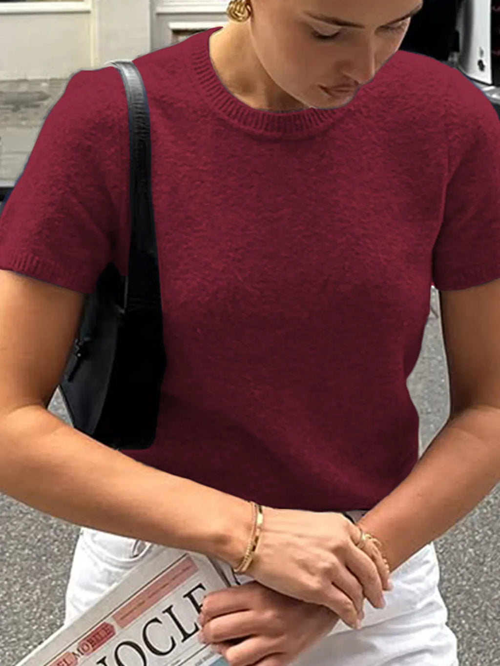 Round Neck Short Sleeve Sweater (8)