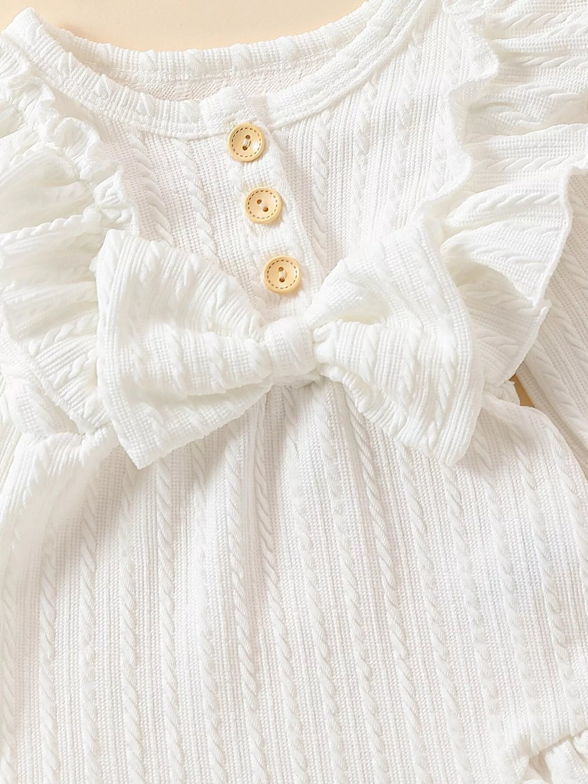 Children's Ruffled Long Sleeve One-piece Bodysuit Headband (3)