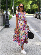 Surplice Short Sleeve Midi Dress (25)
