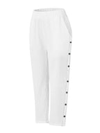 Full Size Side Decor Button Casual Wide Leg Pants Plus (2)