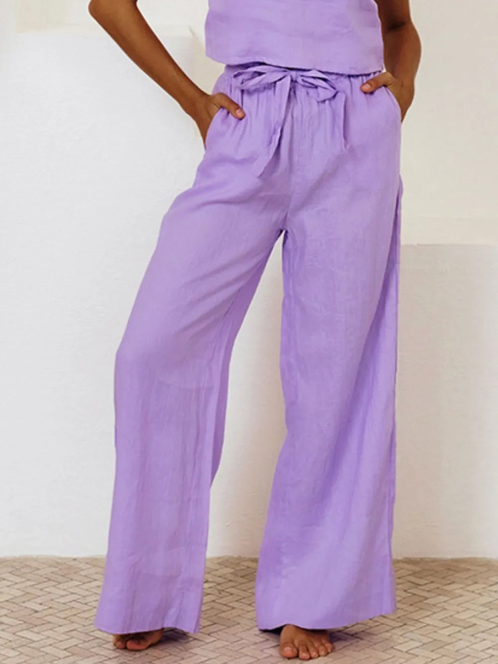 Square Neck Sleeveless Top Pants Set (9)