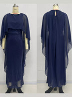 Sequin Cape Overlay Evening Dress (17)