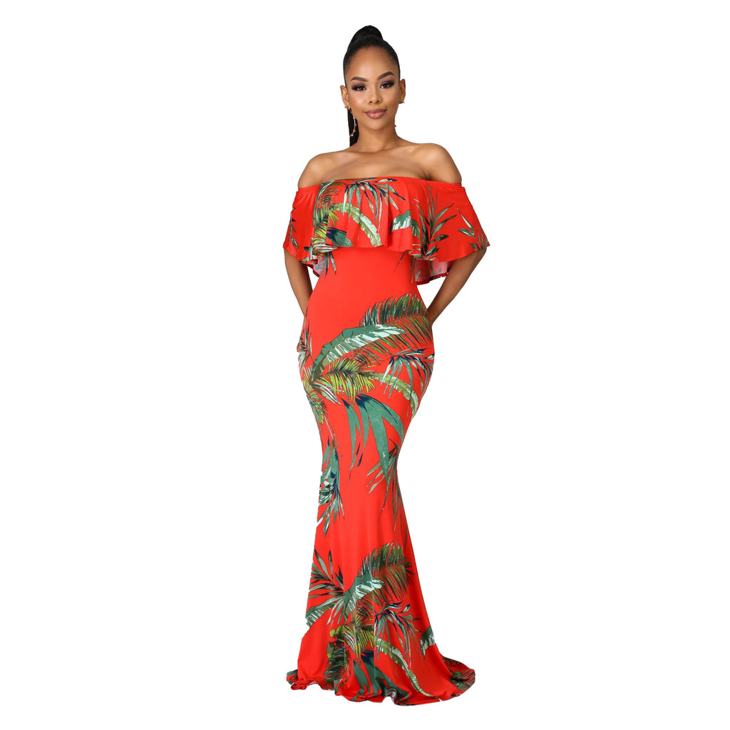 Digital Print Off-neck Tube Top Dress photo 3