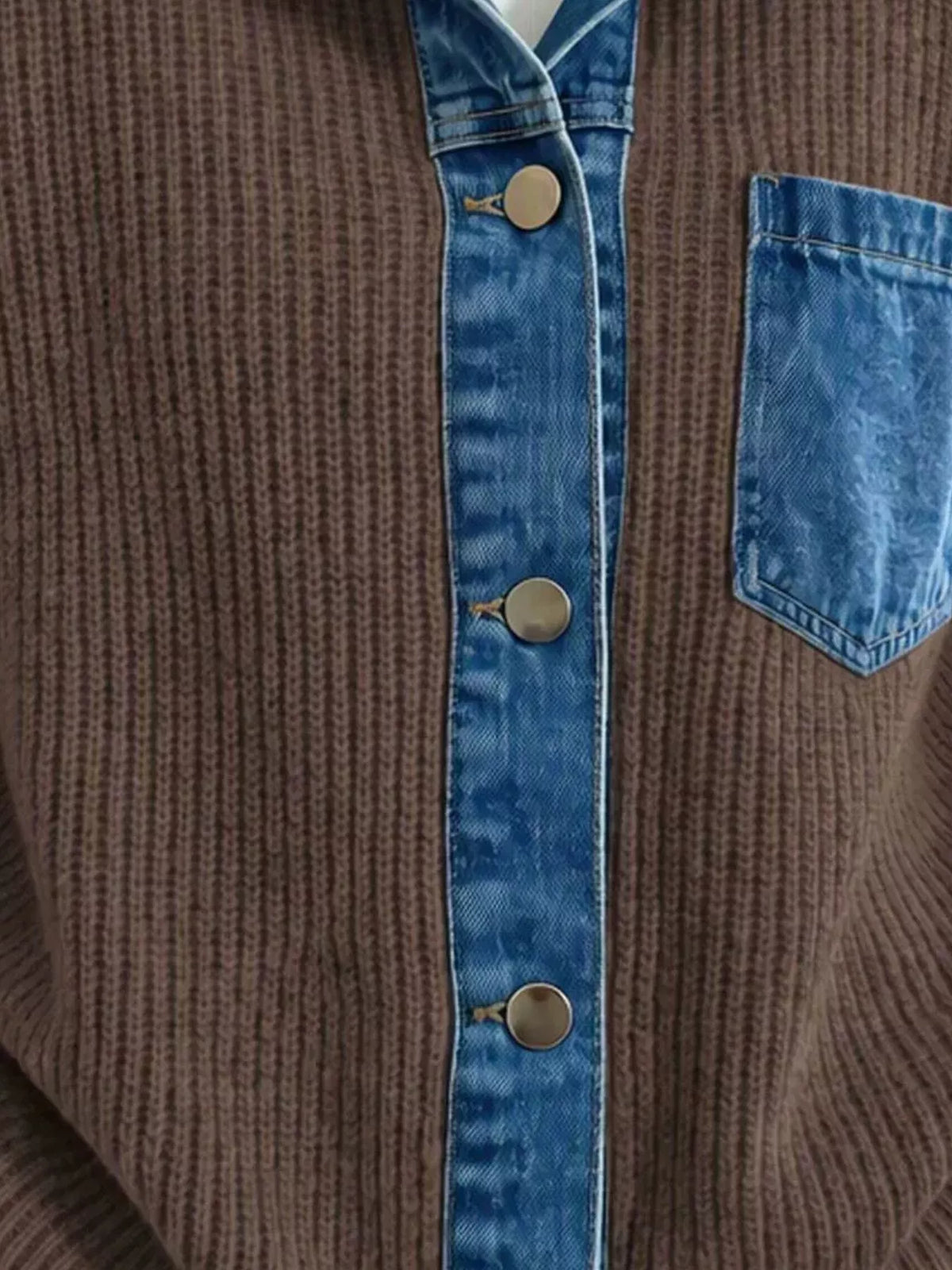Denim Trim Button Up Cardigan (4)