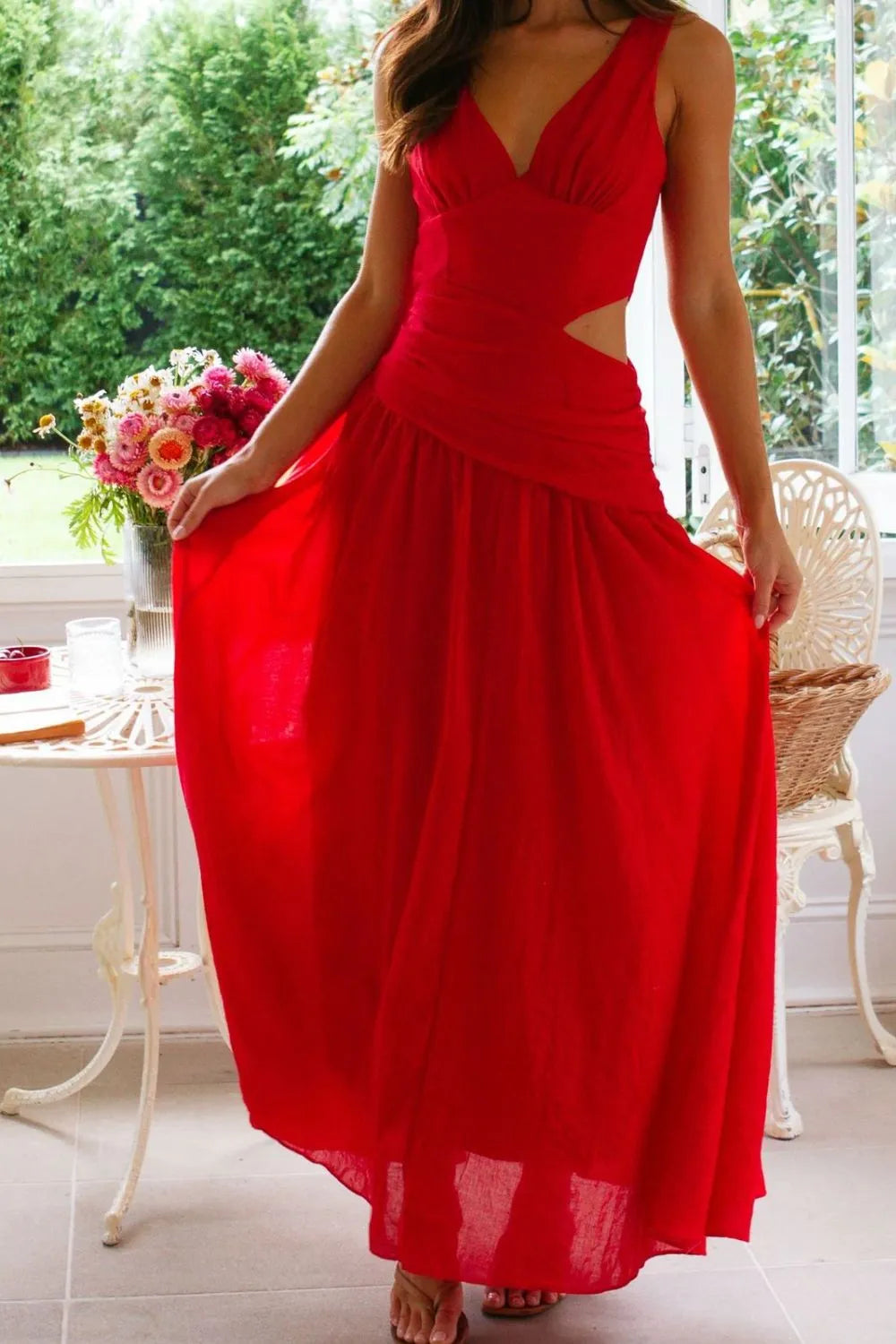 Cutout Back V-neck Dress (13)
