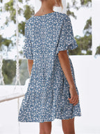 Polka Dot V-neck Short Sleeve Mini Dress (5)