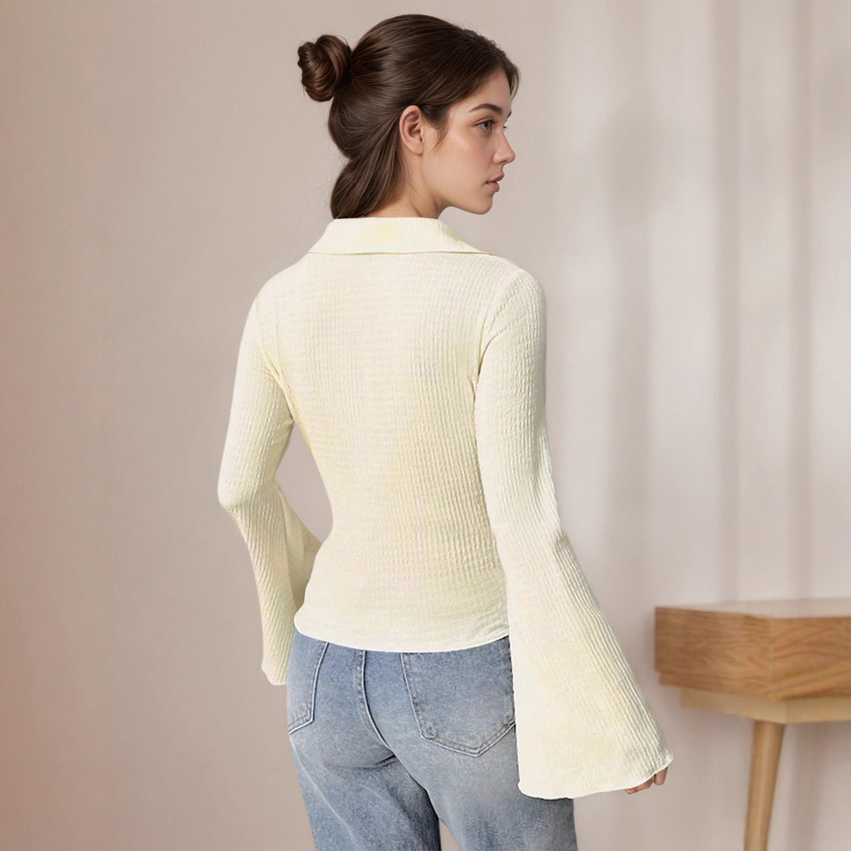 Solid Color Long Sleeve Cotton Tee photo 4