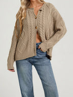Cable-knit Button-down Cardigan (10)