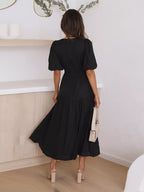Tiered Puff Sleeve Midi Dress (19)