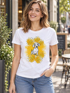 Dog Print T-shirt styled on a model