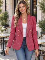 Double-Breasted Lapel Blazer styled on a model