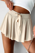 Drawstring High-Waist Lined Active Skorts