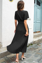 Flutter Sleeve Belted Surplice Midi Dress (9)