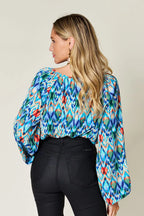 Full Size Printed Balloon Sleeve Blouse (4)