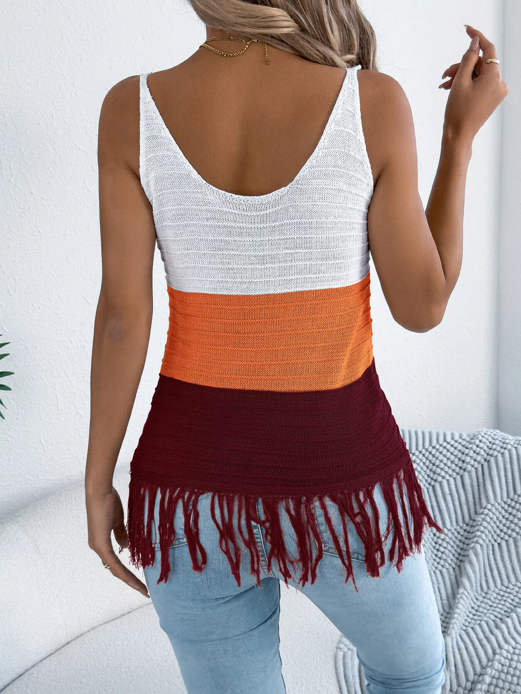 Block Fringe Hem Knit Cami (13)