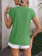 Rolled Cap Sleeve Round Neck Sweater Vest (4)
