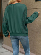 Lace Sleeve Crew Neck Sweatshirt (22)