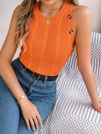Cable-knit Round Neck Vest (18)