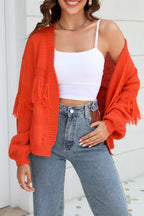 Fringe Trim Open Front Cardigan (13)