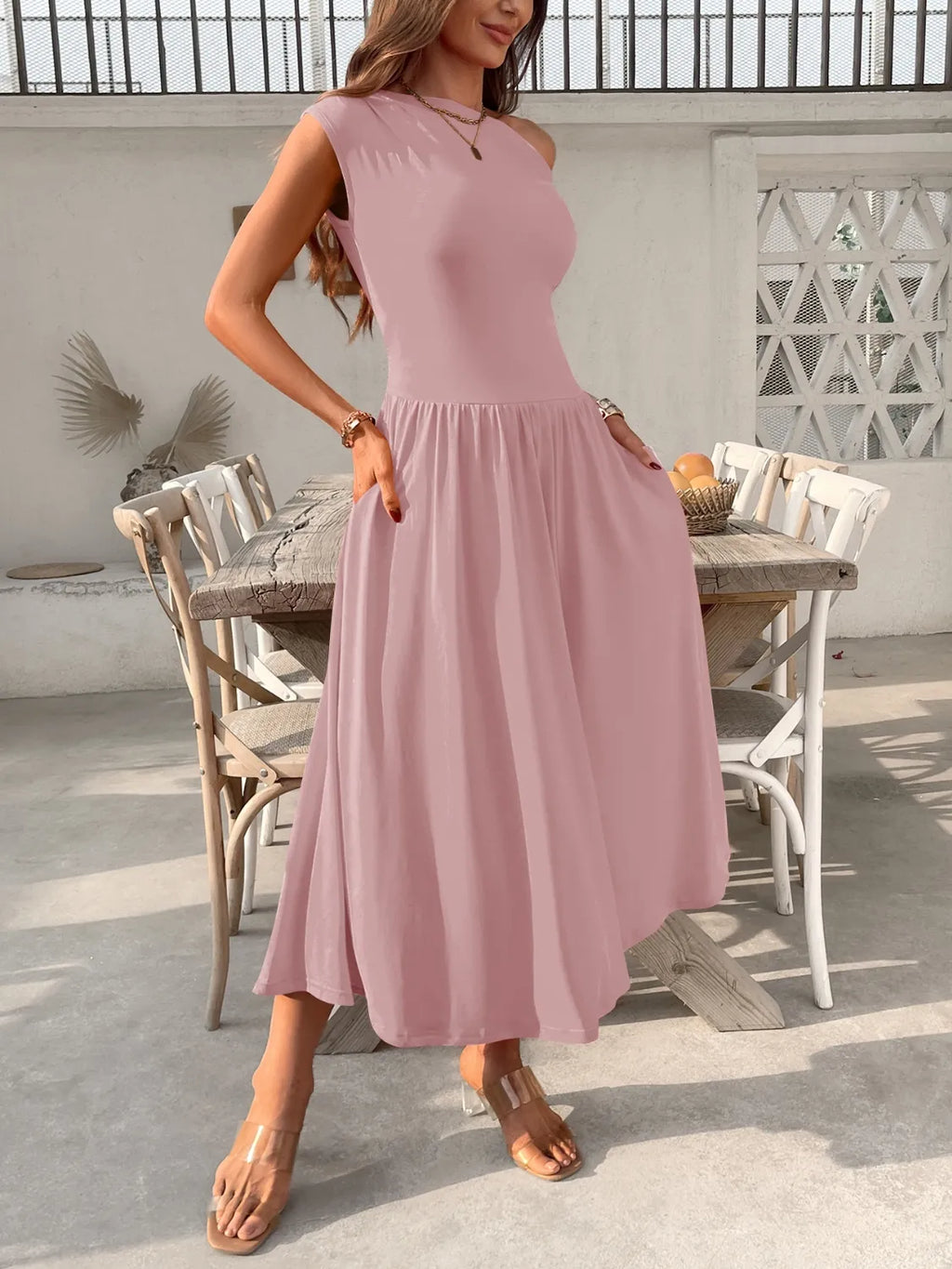 Single Shoulder Dress Pockets (7)