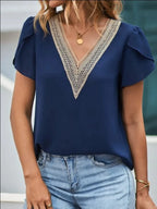 V-neck Petal Sleeve Blouse (24)