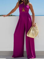 Wide Leg Cutout Halter Neck Jumpsuit (3)