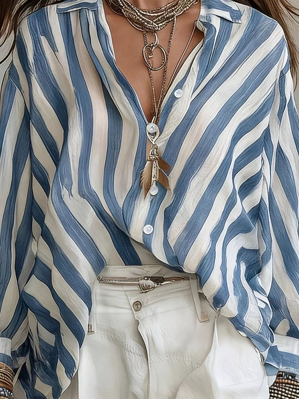 Striped Loose Fit Shirt (7)