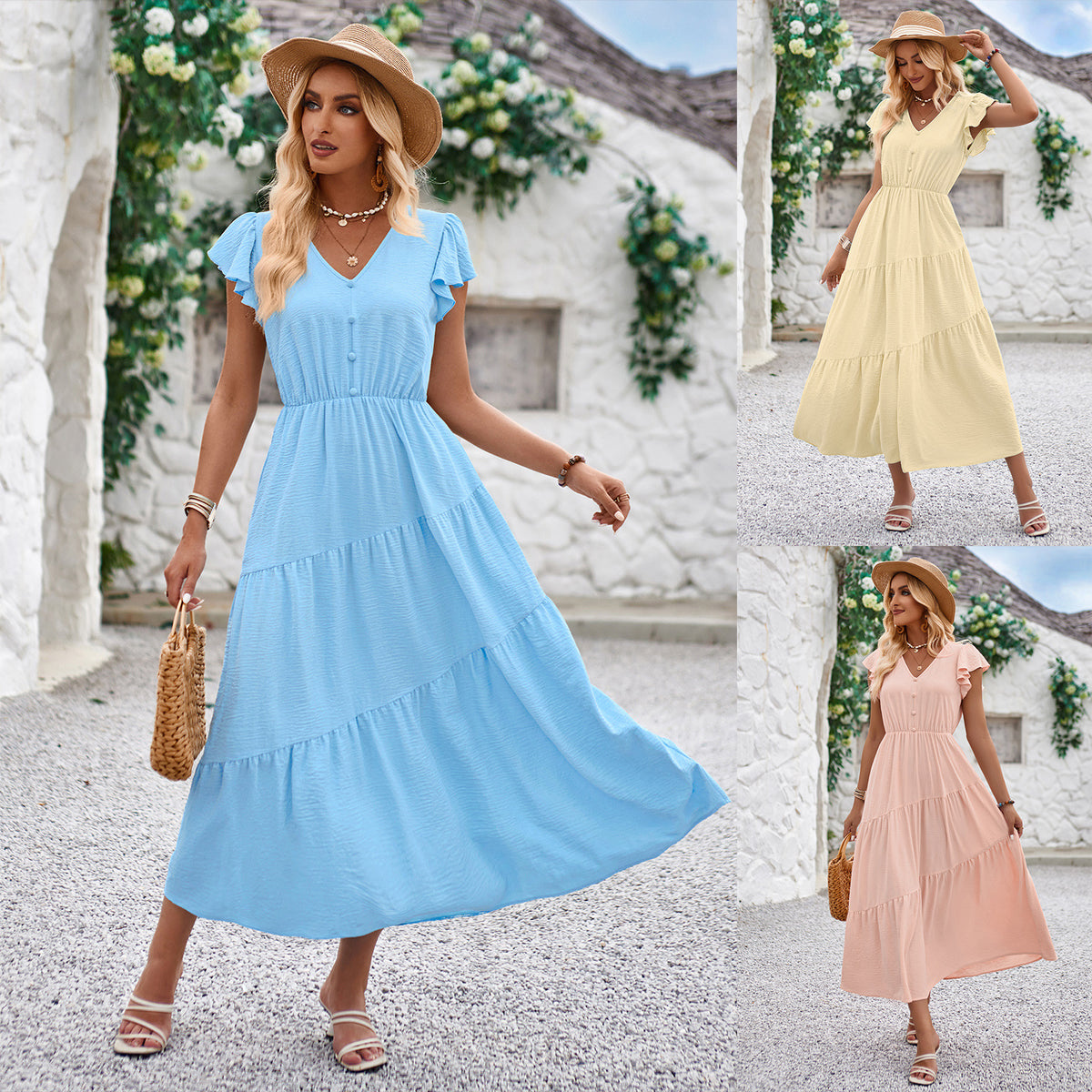 V-neck Ruffle Layered Dress photo 23