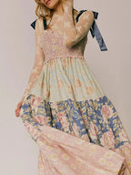 Printed V-neck Tie Shoulder Cami Dress (6)