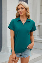 Johnny Collar Short Sleeve Blouse (10)