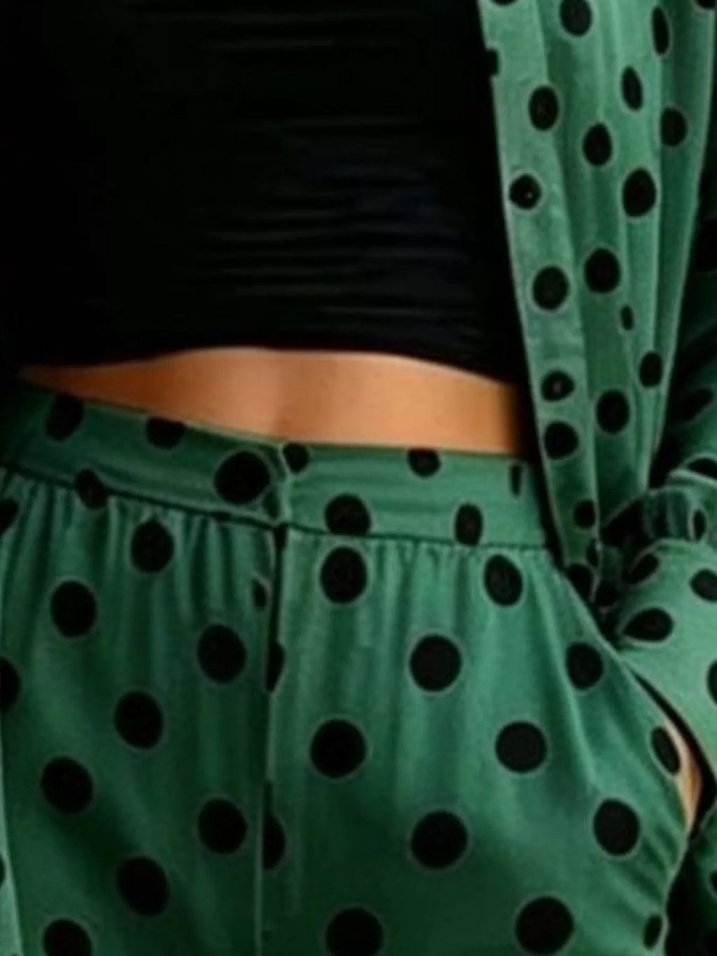 Full Size Polka Dot Shirt Wide-leg Pants Set Plus (8)