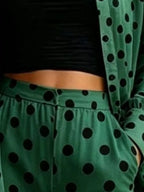 Full Size Polka Dot Shirt Wide-leg Pants Set Plus (8)