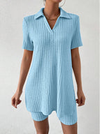Johnny Collar Short Sleeve Top Shorts Set (18)