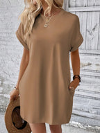 Round Neck Short Sleeve Mini Dress (11)
