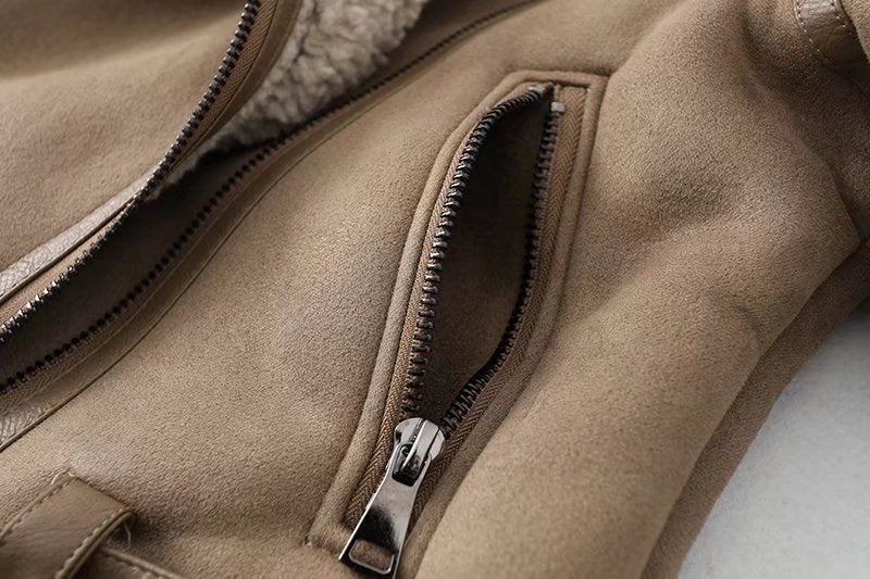 Fleece Autumn Winter Suede Fur Jacket Motorcycle photo 2