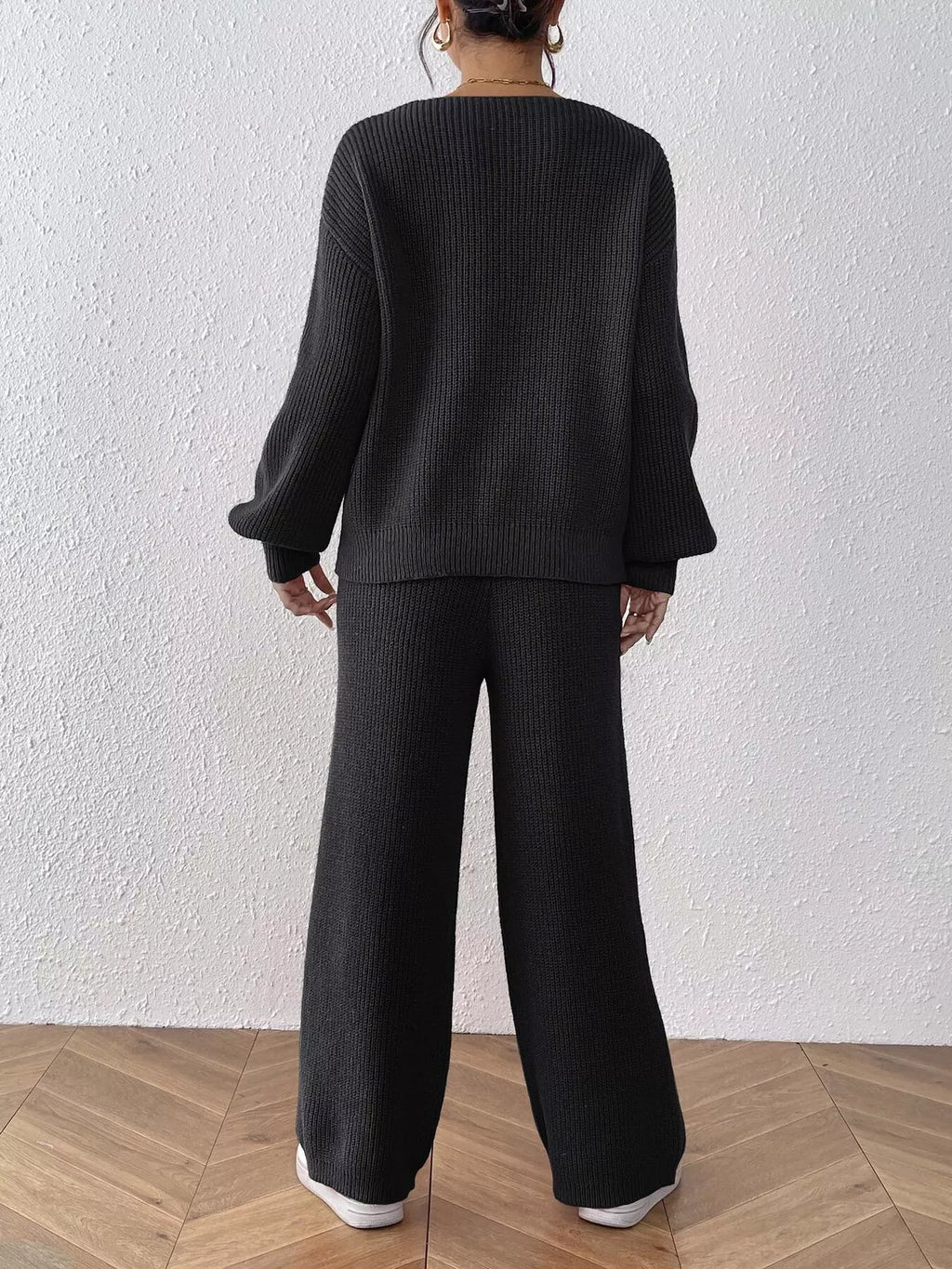 V-neck Sweater Pants Set (10)