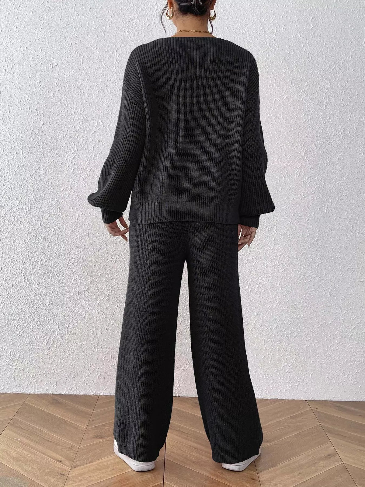 V-neck Sweater Pants Set (10)