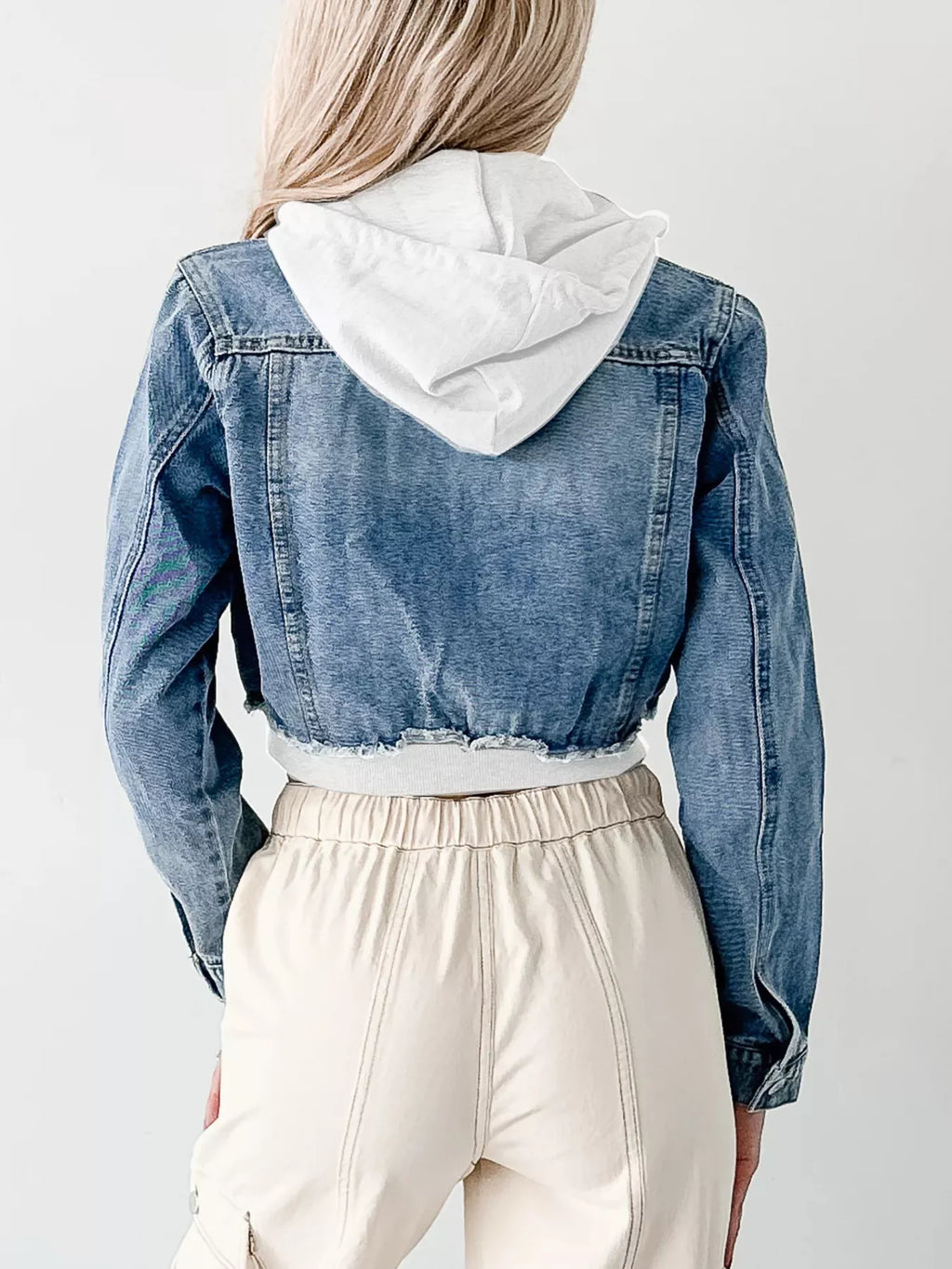 Distressed Zip Up Cropped Hooded Denim Jacket (13)