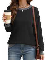 Contrast Trim Crew Neck Casual Sweatshirt (2)