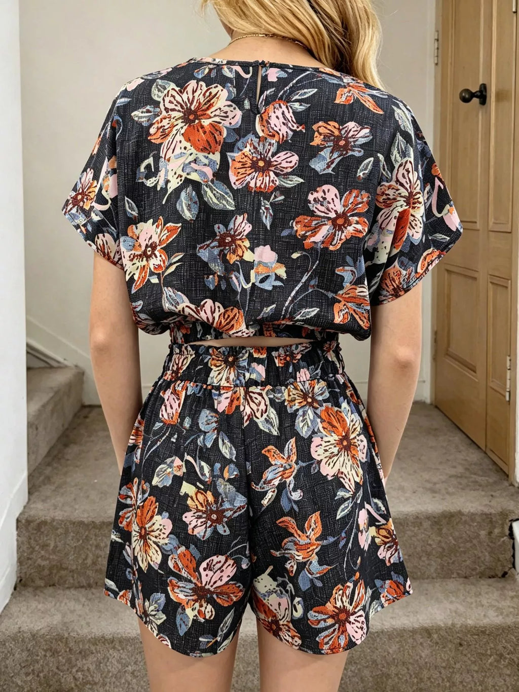 Floral Print Crop Top Shorts Set (3)