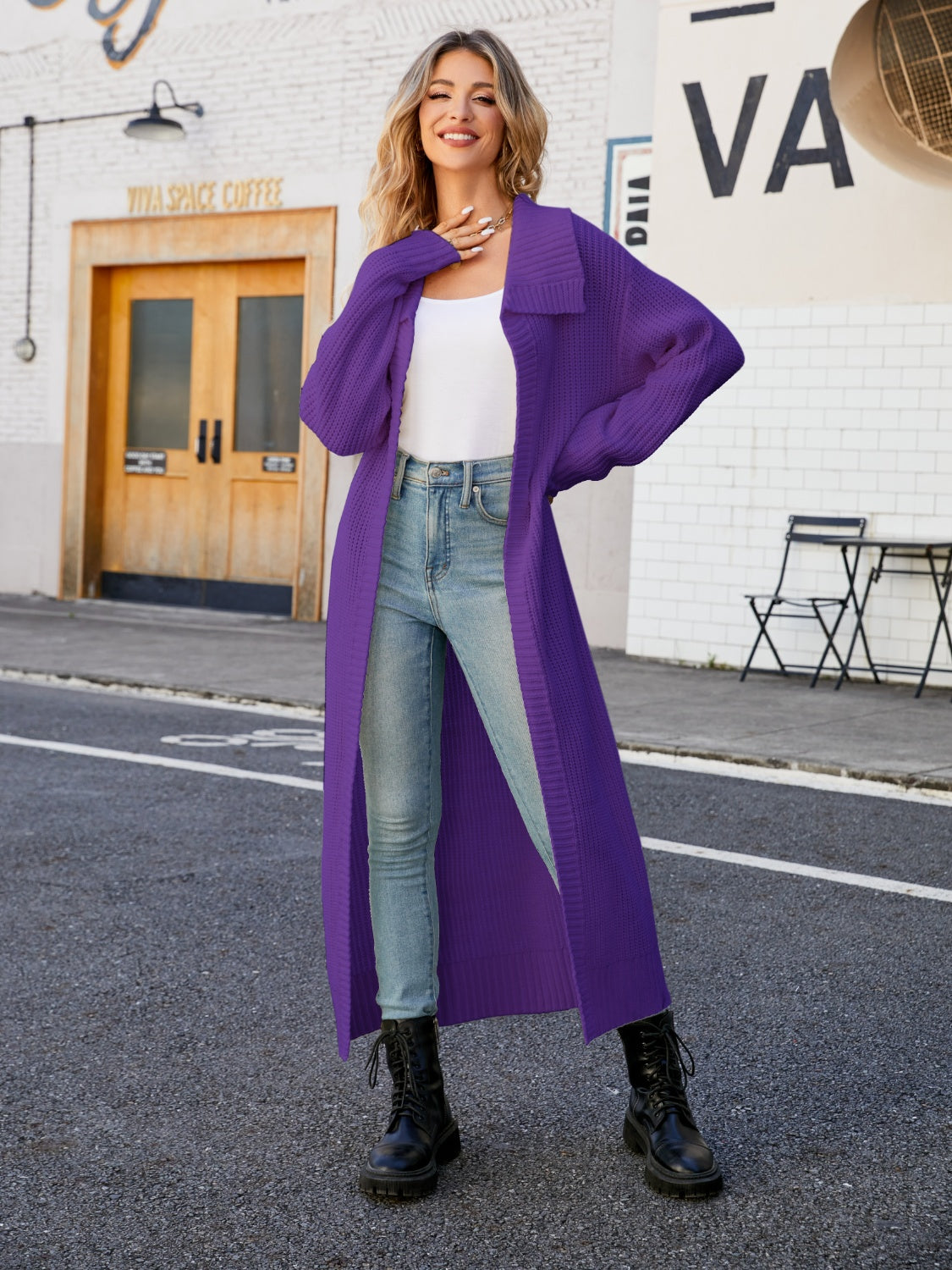 Full Size Collared Open Front Duster Cardigan (8)
