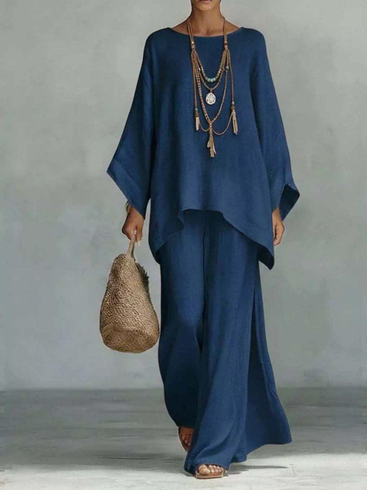 Full Size Casual Loose Fit Top Pants Set Two-piece Plus (9)