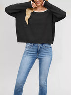 Contrast Trim Dropped Shoulder Sweater (4)