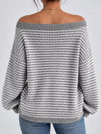 Striped Knit Boat Neck Sweater (27)