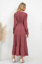 Swiss Dot Tied Surplice Flounce Sleeve Dress (17)